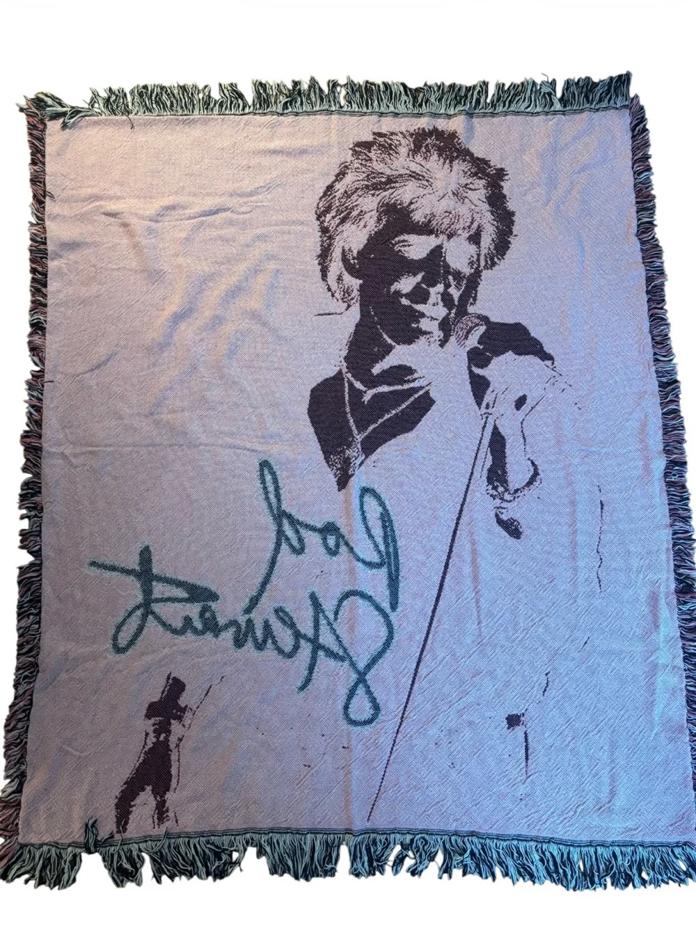 Rod Stewart Retro Style Woven Tapestry Throw Blanket Rock Band Merch Cabincore